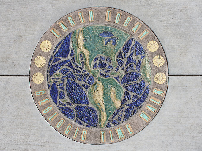 Oregon Hills Park public art project geologic time walk paving of Earth today
