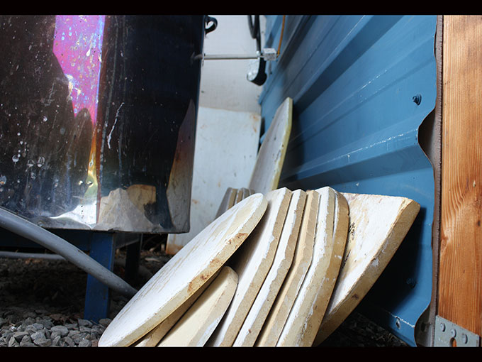 Jeremy Criswell's art studio kiln shelves